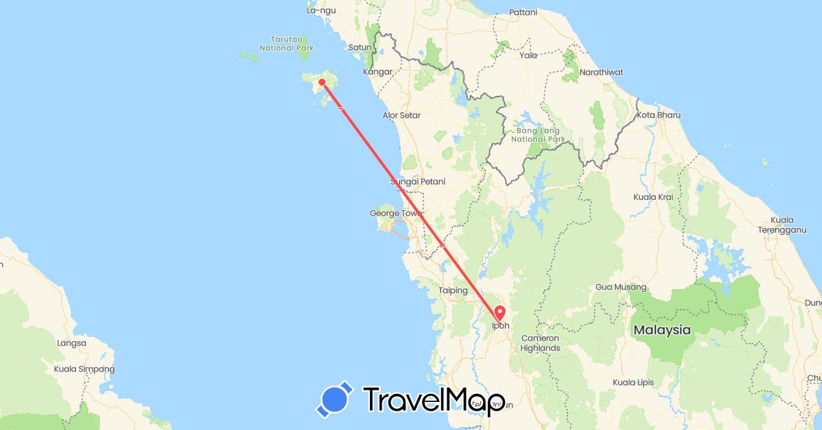 TravelMap itinerary: hiking in Malaysia (Asia)